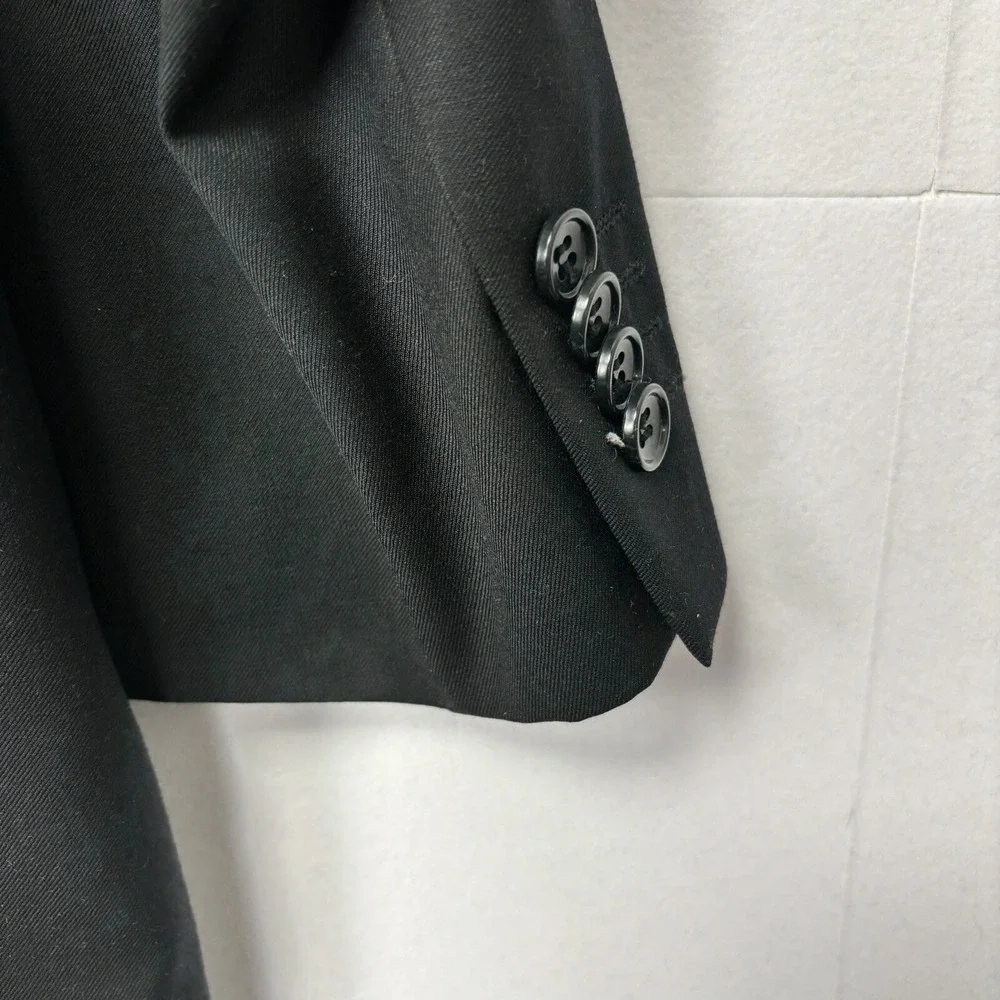 FR Tripler & Co‎ Mens Black Wool Cashmere 3 Button Blazer Sport Coat Lana Lux